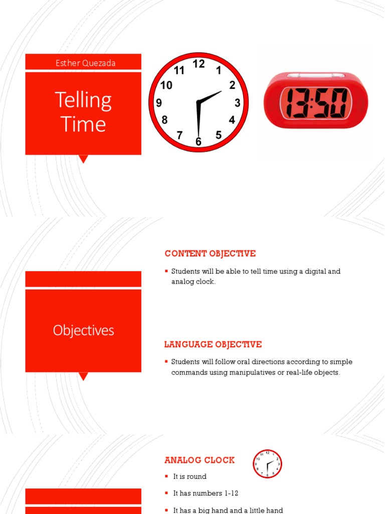 Teaching Time: Analog vs. Digital Clocks | PDF
