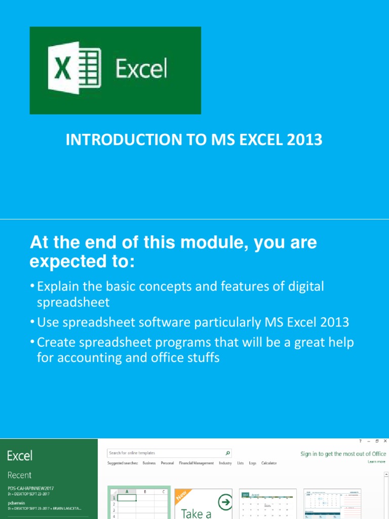 MS Excel 2013 Presentation | PDF