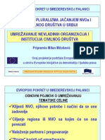 Prezentacija uz izlaganje “Osnovni pojmovi o umrežavanju institucija civilnog društva”. 