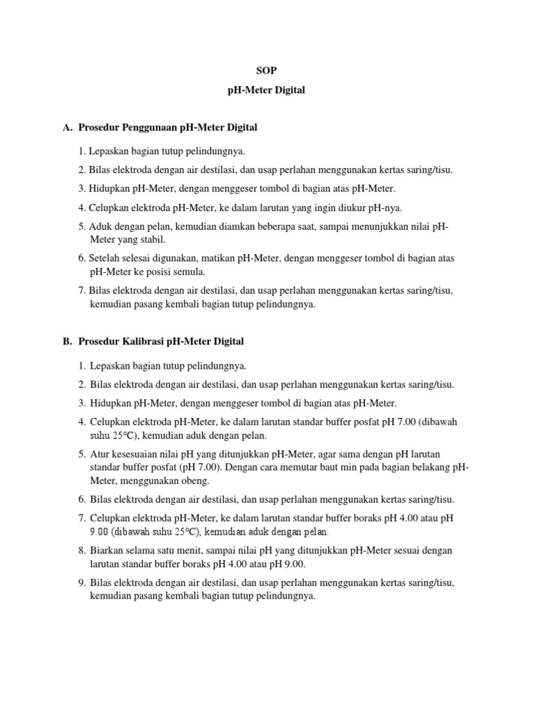 SOP PH Meter PDF