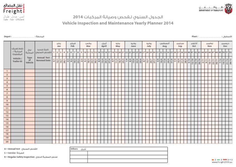 Vehicle Inspection and Maintenance Yearly Planner | PDF