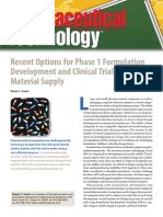 Recent Options For Phase 1 Formulation Development and Clinical Trial Materi