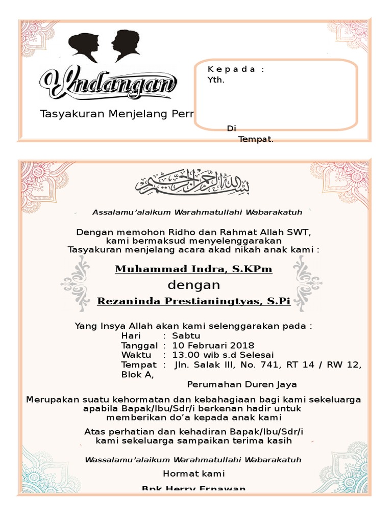 460+ Contoh Undangan Pengajian Menjelang Pernikahan Terbaik