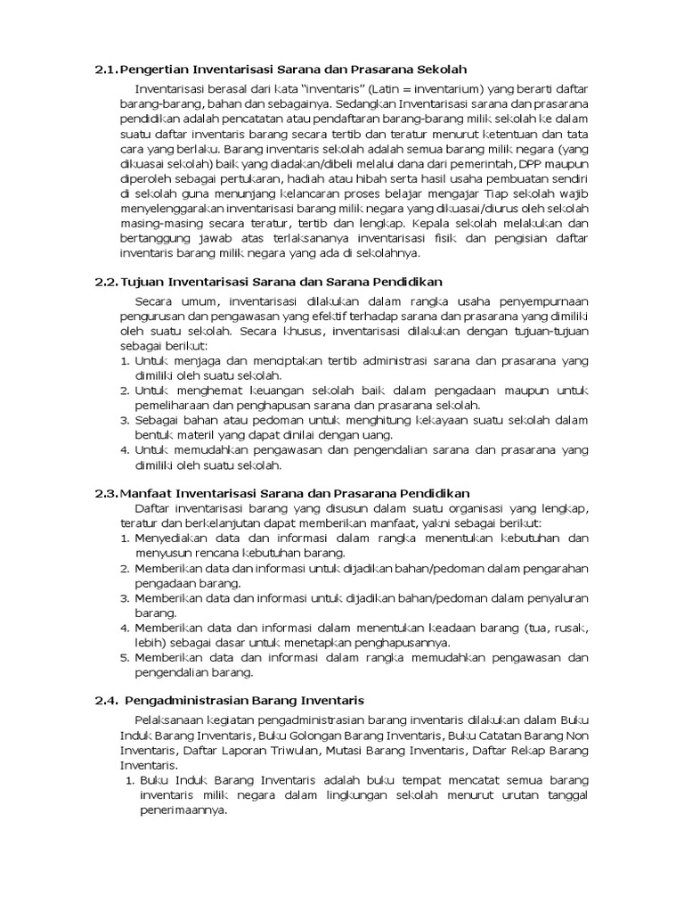 Materi Administrasi Inventarisasi Sarana dan Prasarana
