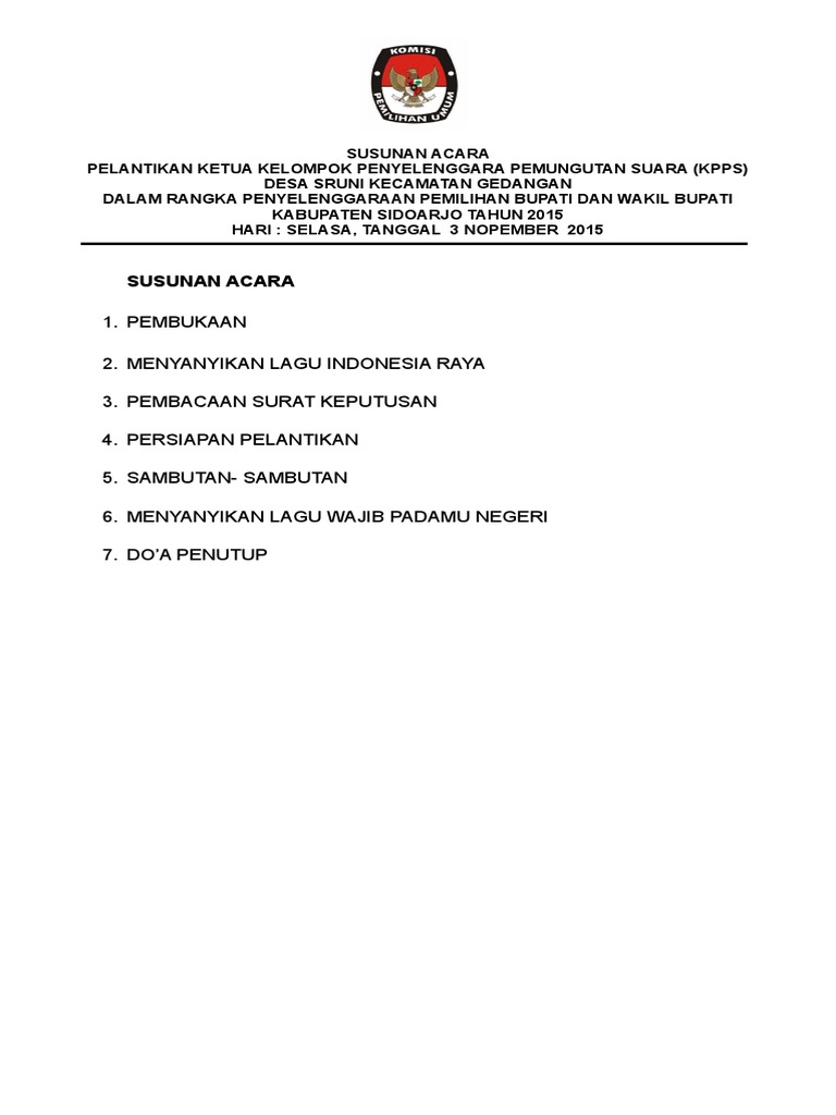 Contoh Teks Pidato Ketua Kpps Kumpulan Referensi Teks Pidato