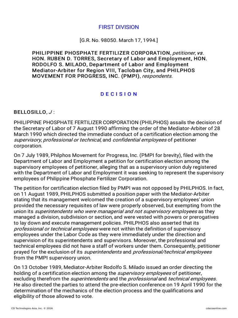 127507-1994-Philippine Phosphate Fertilizer Corp. V. | PDF | United ...
