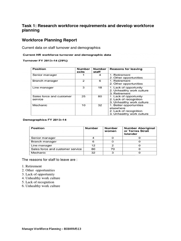 TASK 1 - Manage Workforce Planning | PDF | Human Resources | Employment