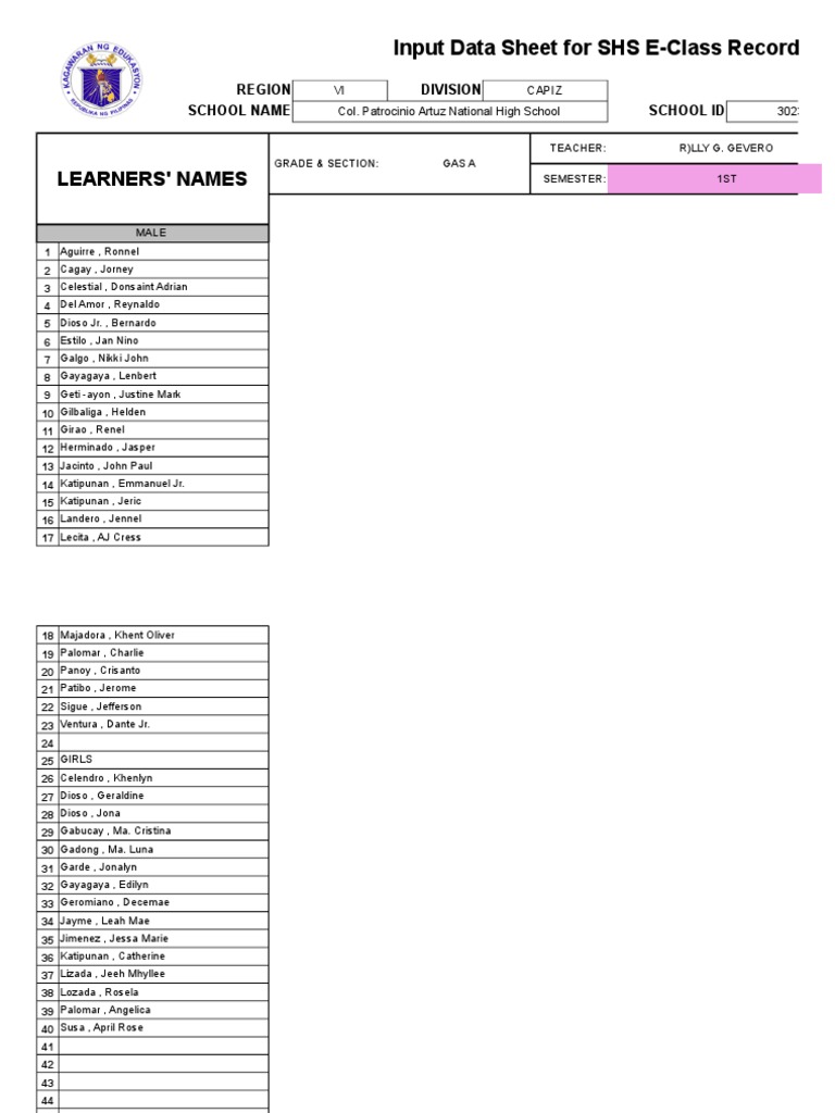 Tvl of shs e class record 2016 pdf nature