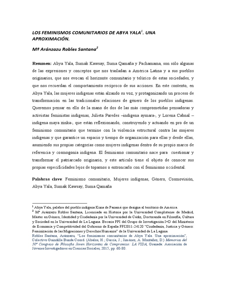 SI Los Feminismos Comunitarios de Abya Yala | PDF | Mujer | Feminismo
