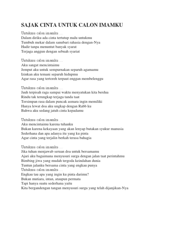 Sajak Cinta Calon Imamku | PDF