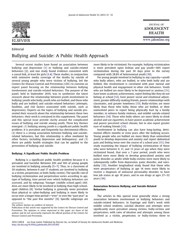 Bullying's Link to Youth Suicide Risks | PDF | Bullying | Suicide