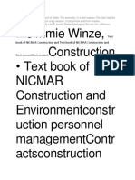 Jimmie Winze, Construction - Text Book of Nicmar Construction and Environmentconstr Uction Personnel Managementcontr Actsconstruction