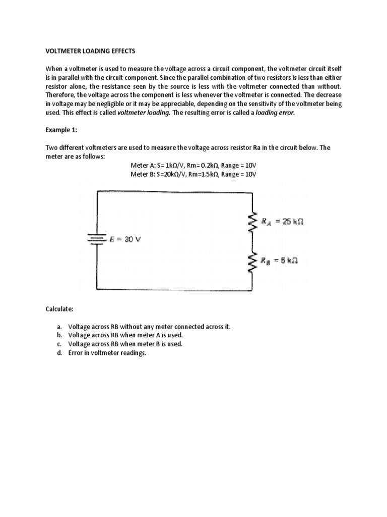 Voltmeter Loading Effects PDF