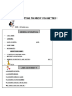 Getting To Know You Better !: (Worksheet)