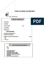 Getting To Know You Better !: (Worksheet)