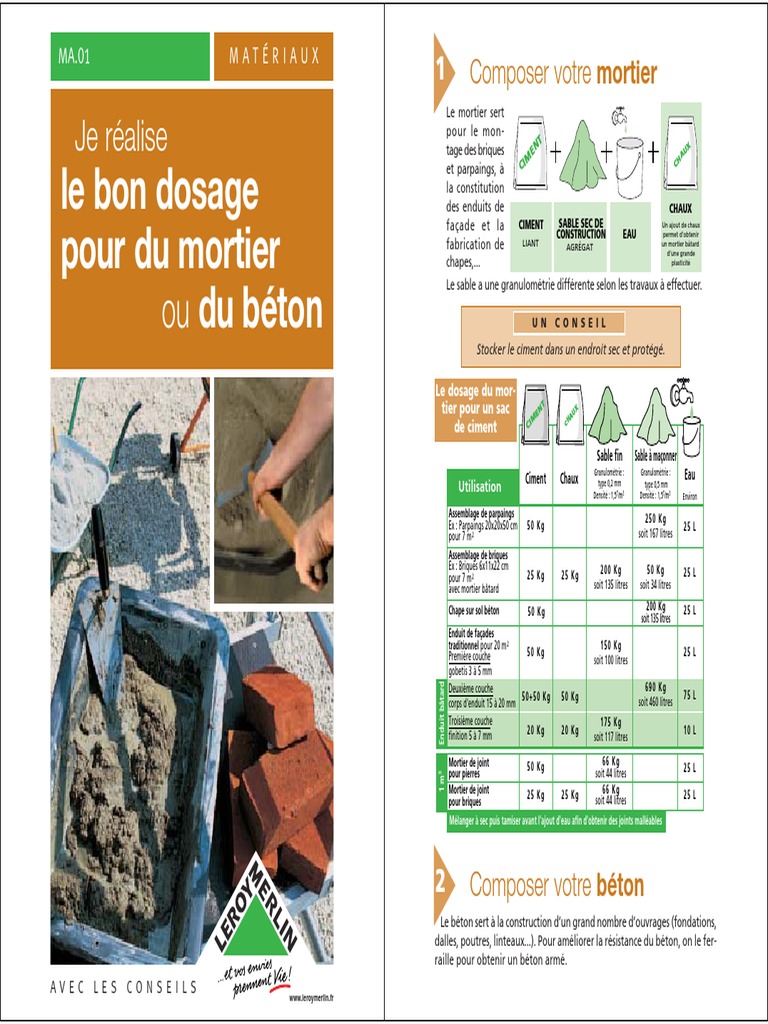 Dosage Béton Avec Mélange Sable Gravier Pdf Bon Dosage de Beton PDF | PDF