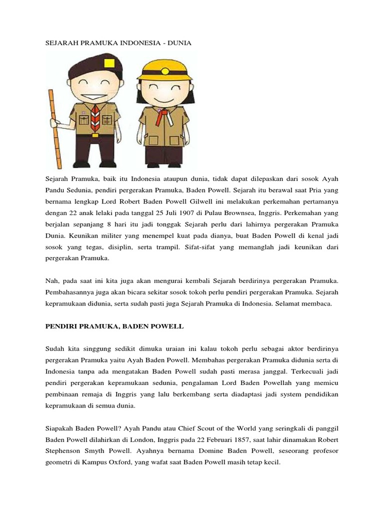 Kliping Sejarah Pramuka Indonesia Dan Dunia Guru Paud