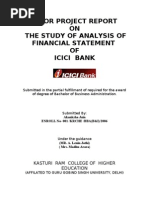 Minor Project Report ON The Study of Analysis of Financial Statement OF Icici Bank