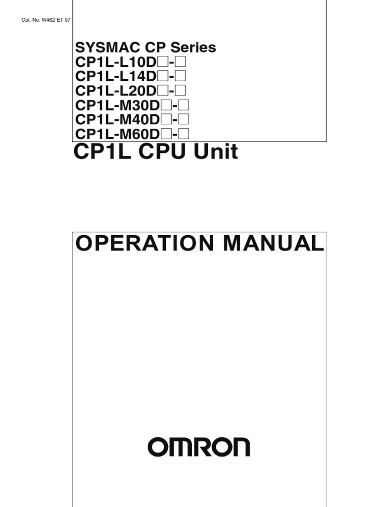 CP1L Manual en 201101 | PDF | Programmable Logic Controller | Input/Output