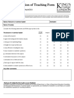 Student Evaluation Form Arts & Humanities