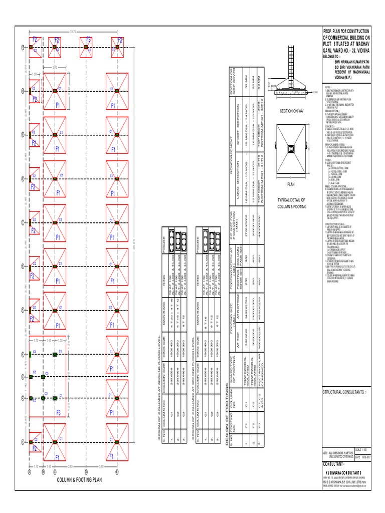 Column & Footing Plan | PDF | Beam (Structure) | Column
