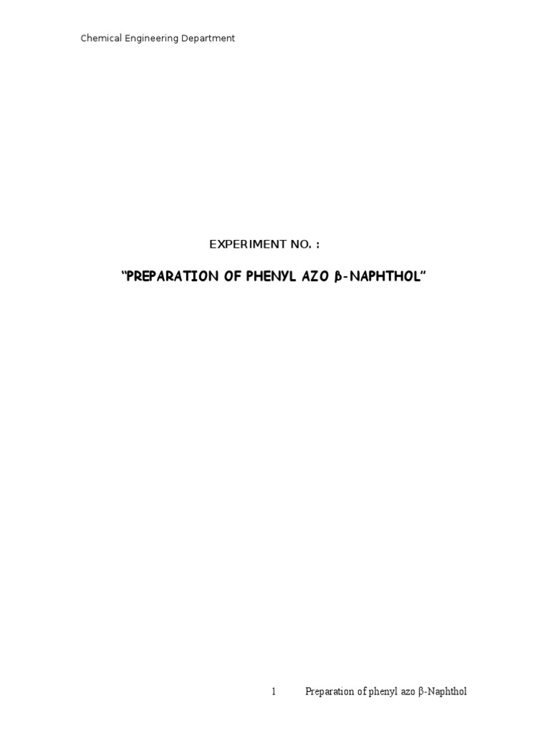 Preparation of Phenyl Azo β-Naphthol | PDF | Chemical Compounds ...