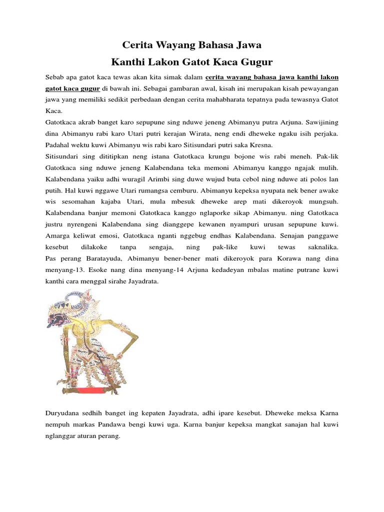 Cerita Wayang Bahasa Jawa