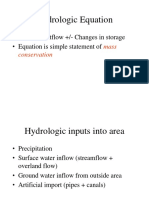 Hydrologic Equation Mass Balance