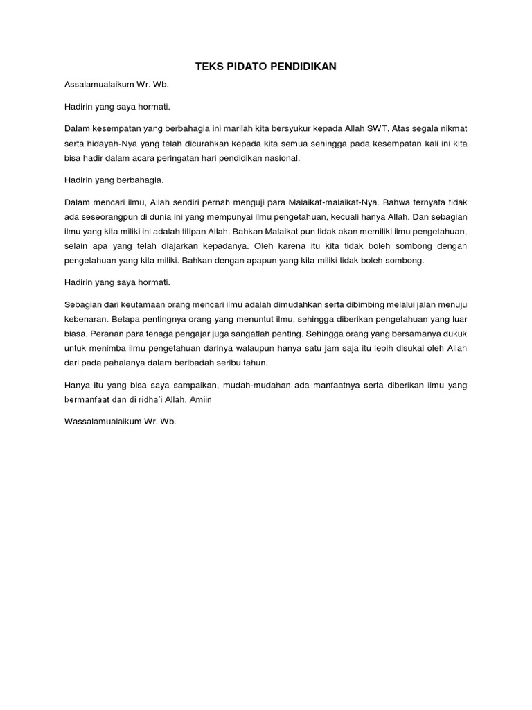 Teks Pidato Pendidikan