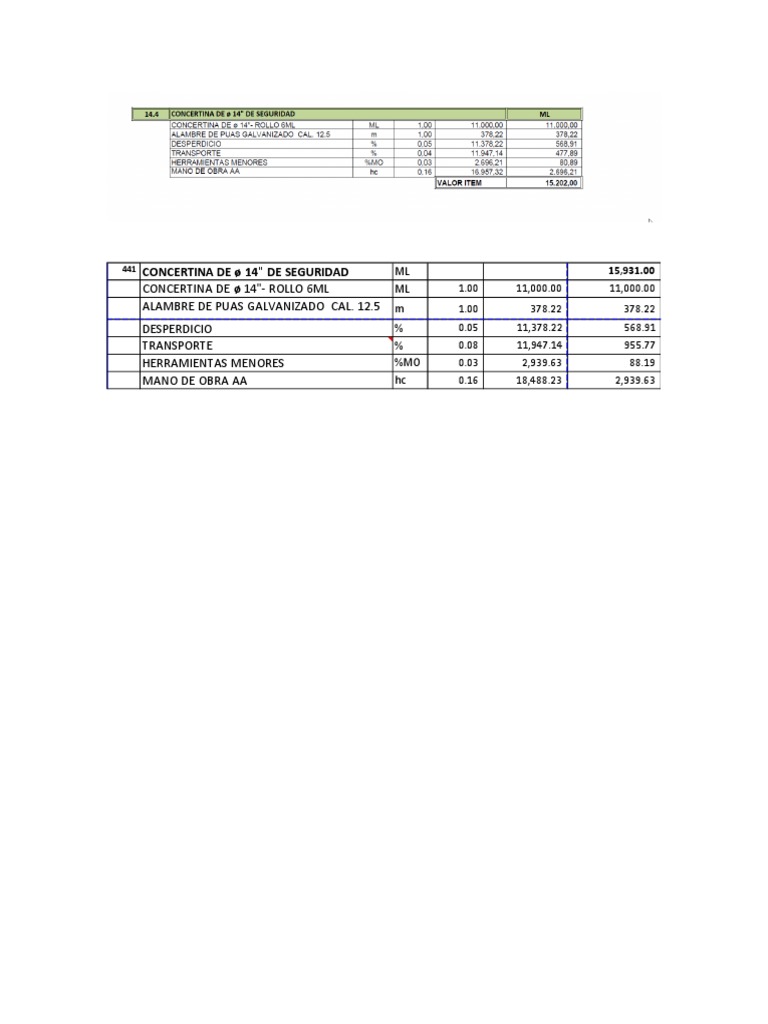 Precio Concertina PDF