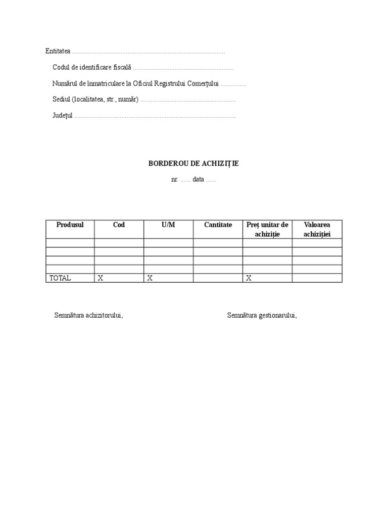 Borderou de Achizitie | PDF