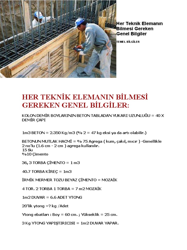 Her Teknik Elemanin Bilmesi Gereken Genel Bilgiler