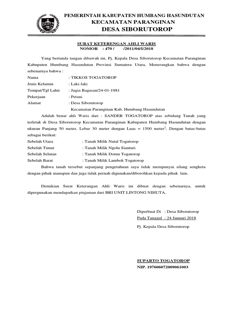 Surat Ahli Waris | PDF