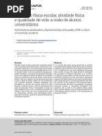 Educação Física Escolar, Atividade Física e Qualidade de Vida - A Visão de Alunos Universitários
