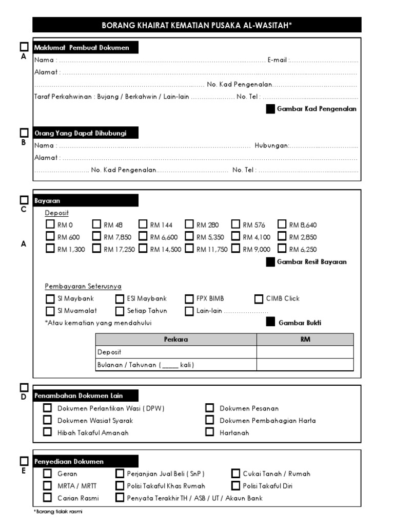 Borang Khairat Kematian Pusaka Alwasitah Pdf