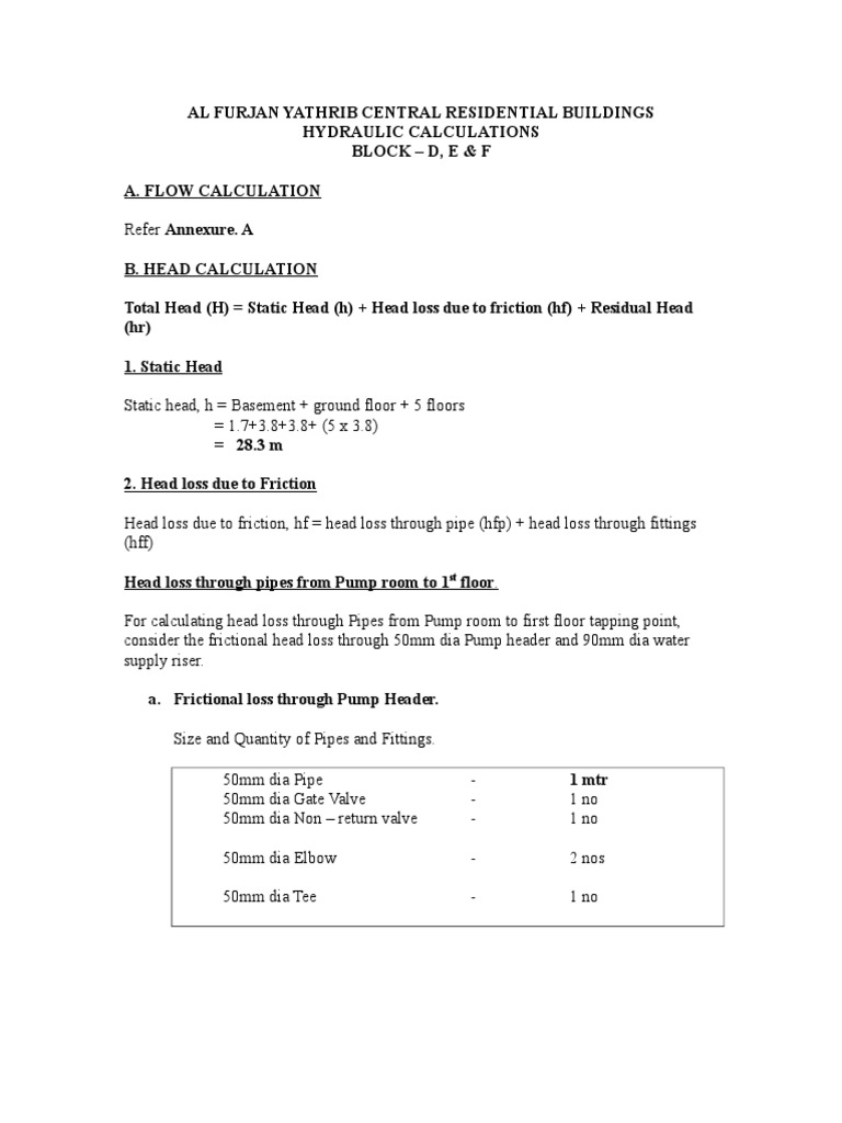 Head Calculation Latest | PDF | Plumbing | Pipe (Fluid Conveyance)
