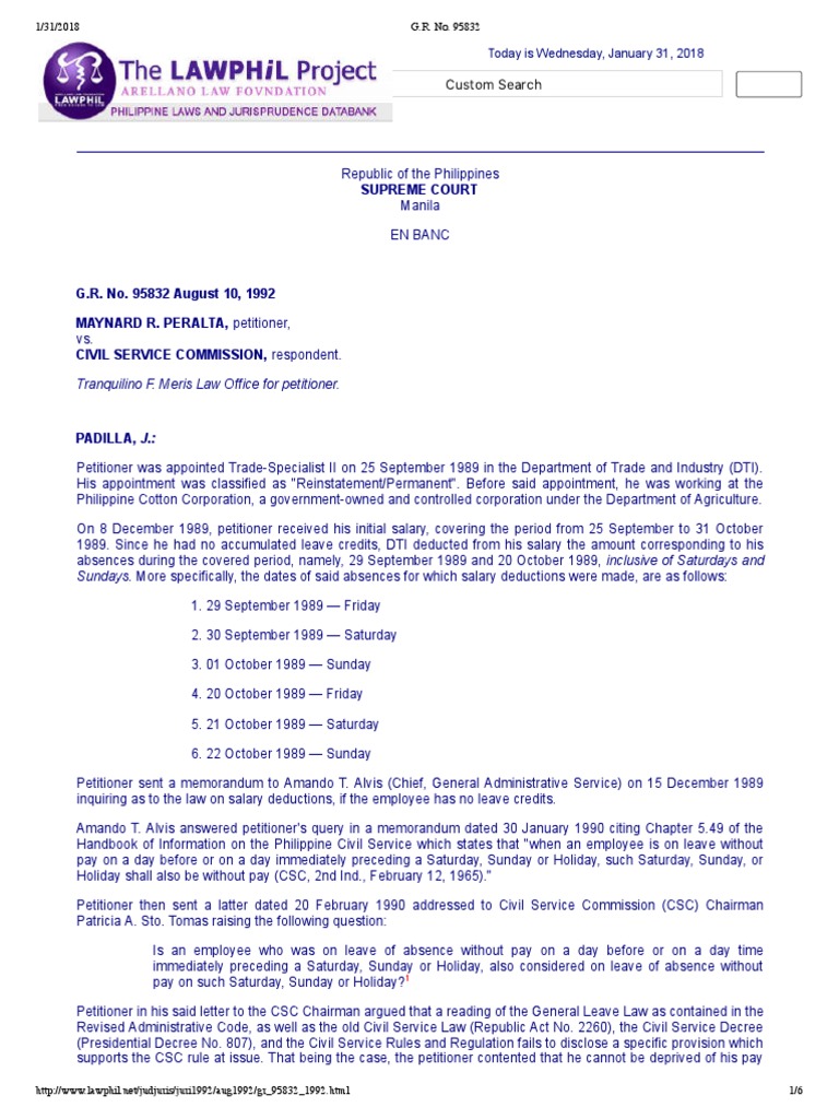 Peralta Vs CSC PDF Employment Civil Service