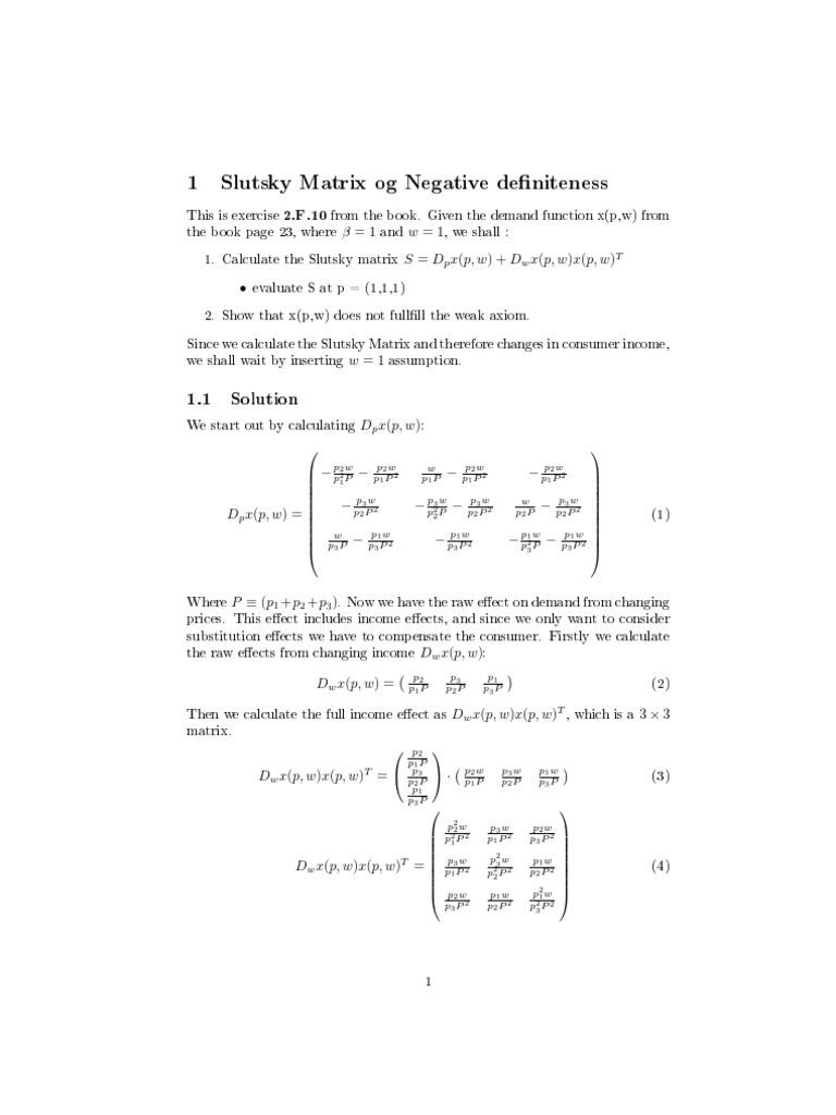 Slutsky Matrix and Demand Analysis | PDF | Linear Subspace | Vector Space