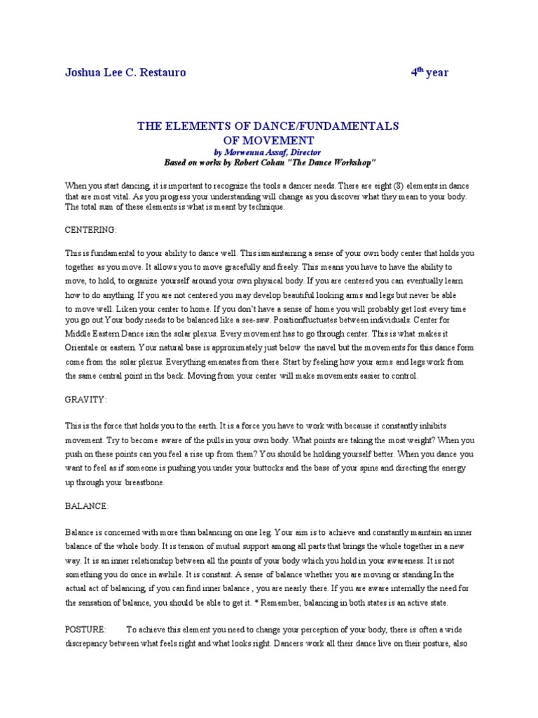 Understanding the 8 Dance Elements | PDF | Dances | Feeling