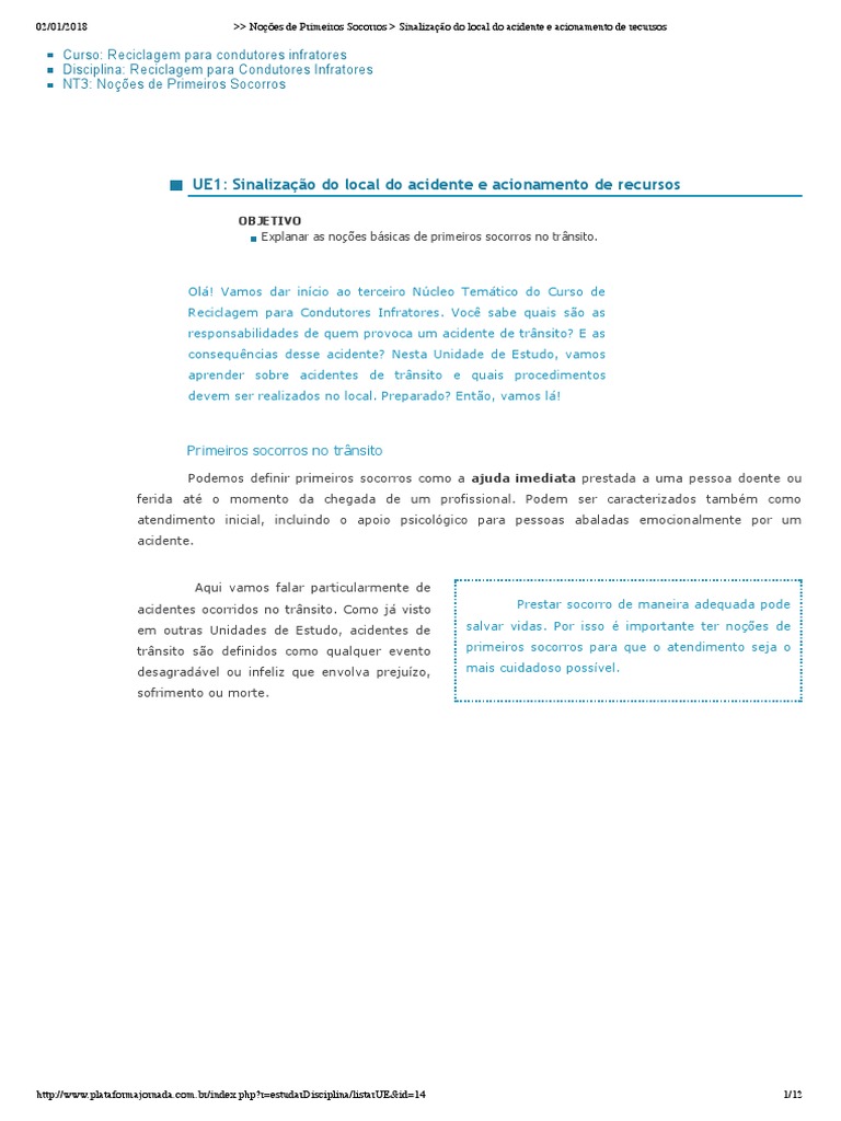 Sinalização de Acidentes no Trânsito | PDF | Paramédico | Primeiros ...