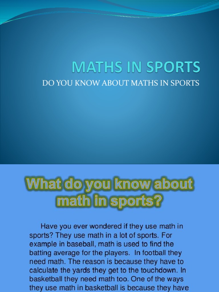 Math Applications in Sports Education | PDF