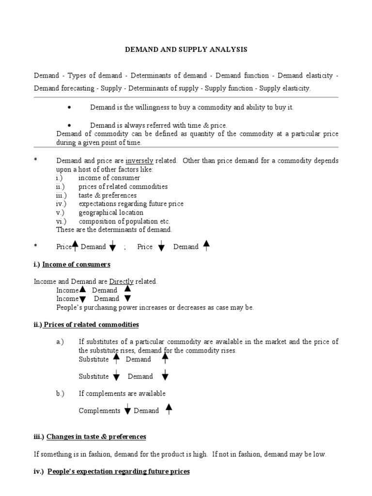 Demand and Supply Analysis Overview | PDF | Price Elasticity Of Demand ...