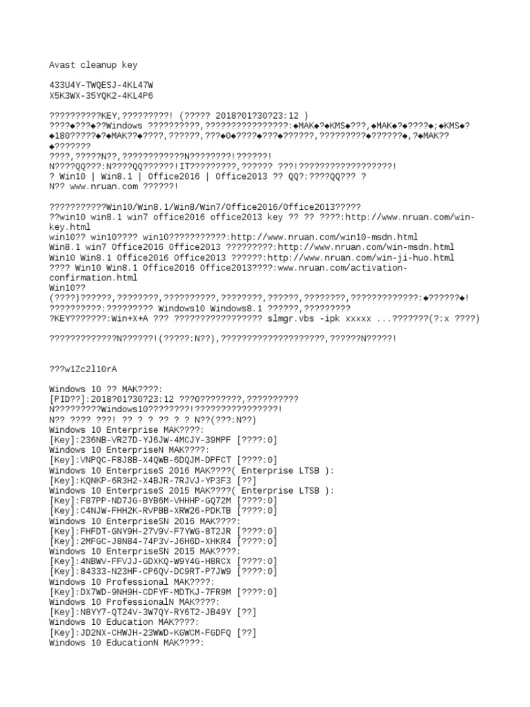 Avast Cleanup License Keys List | PDF | Windows Nt | Microcomputers