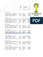 World Cup Schedule 2014