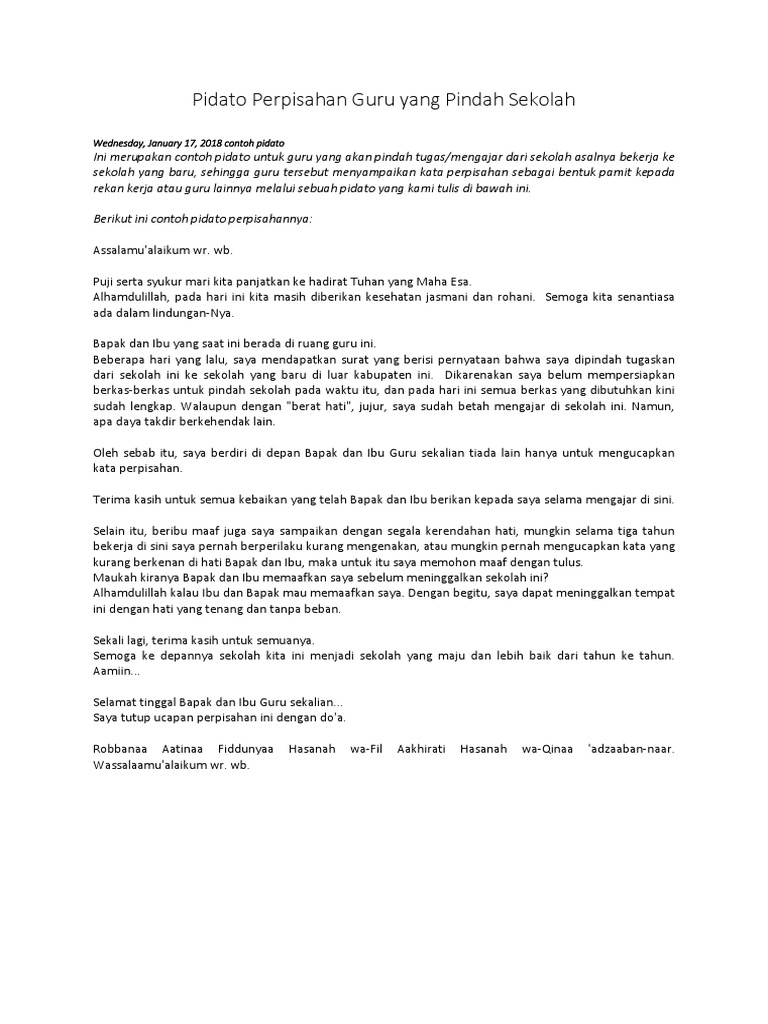 Teks Pidato Tentang Perpisahan Lengkap Terbaru Kumpulan Referensi Teks Pidato