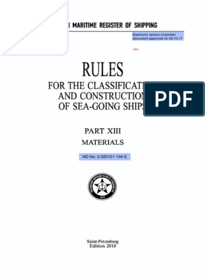 RMRS Rules - Part XIII, PDF, Structural Steel