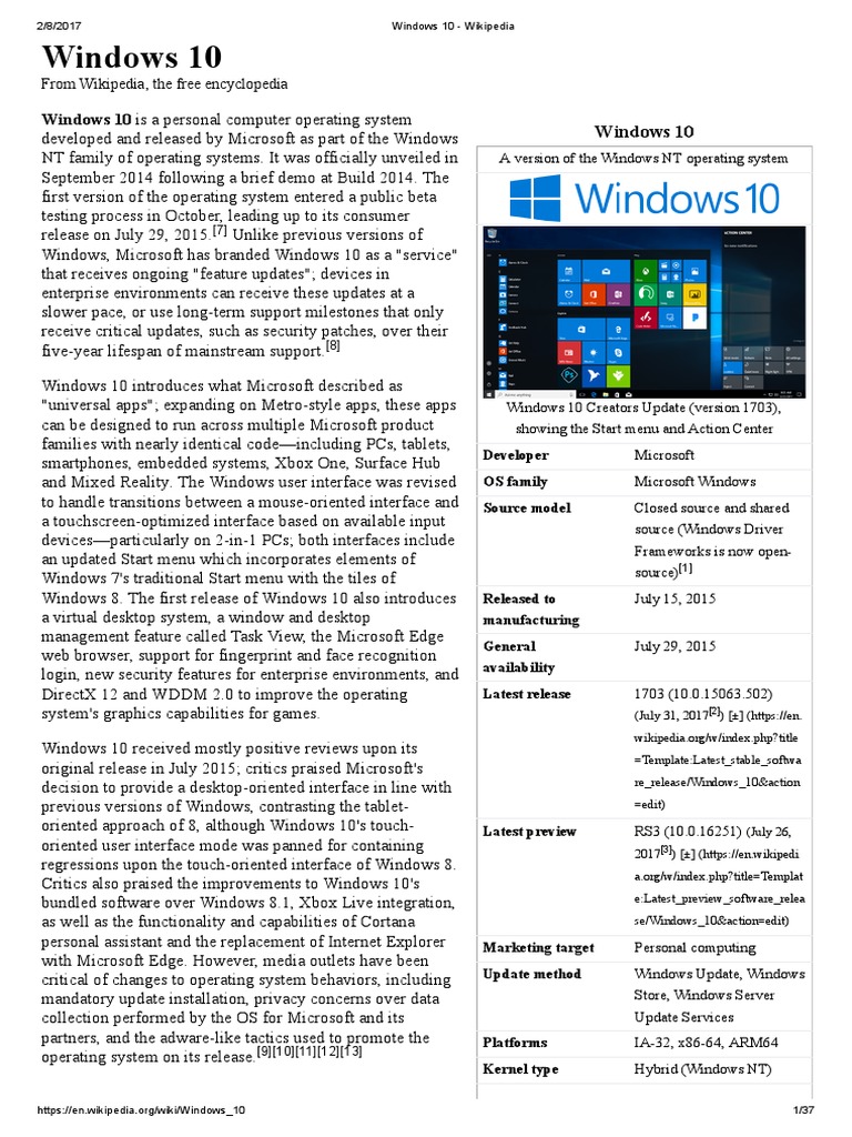 Windows 10 Wikipedia Windows 10 Windows 8.1