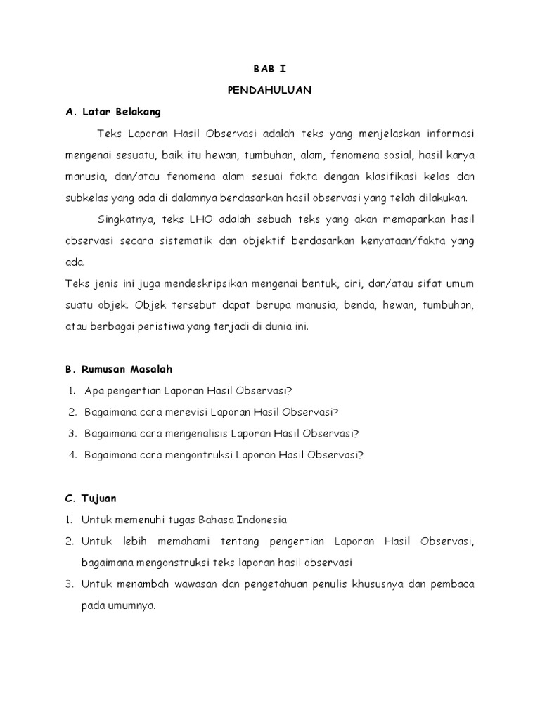 Makalah Laporan Hasil Observasi