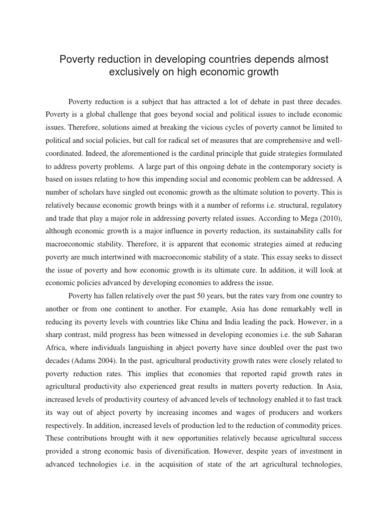 Poverty Reduction in Developing Countries Depends Almost Exclusively On