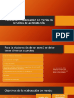Planeación y Elaboración de Menús en Servicios